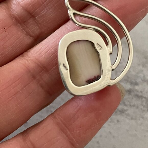 Artisan Crafted Red Coral Abstract Sterling Silver Pendant Necklace with Chain - Picture 8 of 9